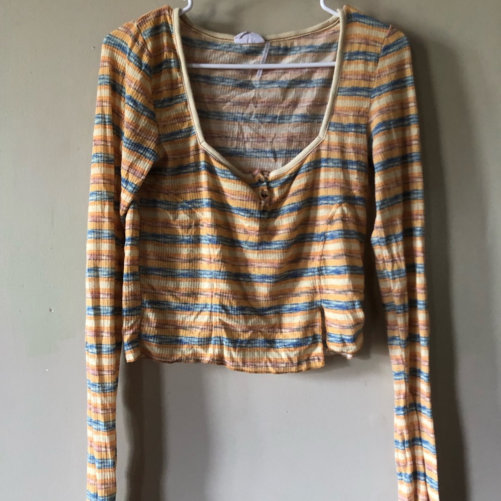 Urban Outfitters Orange and Gray Long Sleeve Crop Blouse
